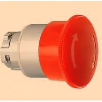 Mushroom head pushbutton actuator, latch, turn to release, for normal stoping. RED